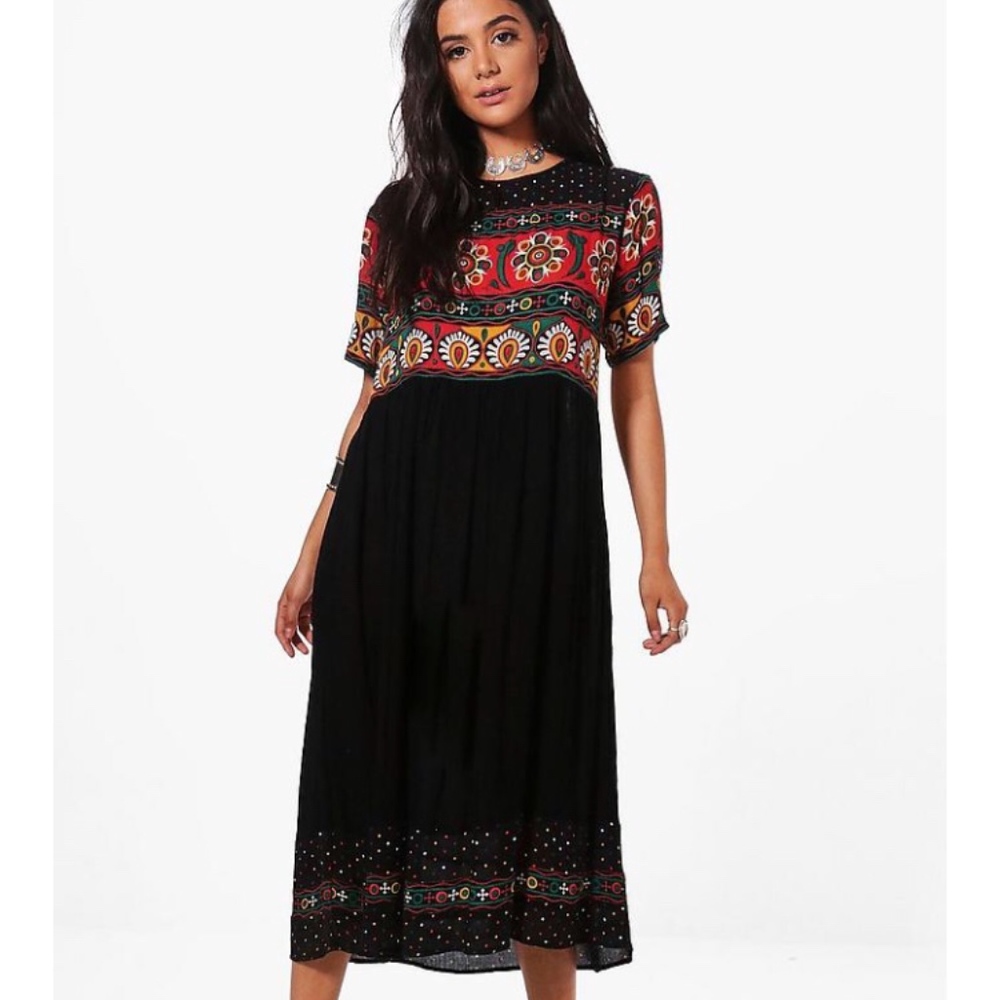 Lucie Retro Print Midi Dress